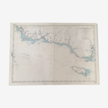 Ancient south Brittany marine map from Trevignon to Lorient