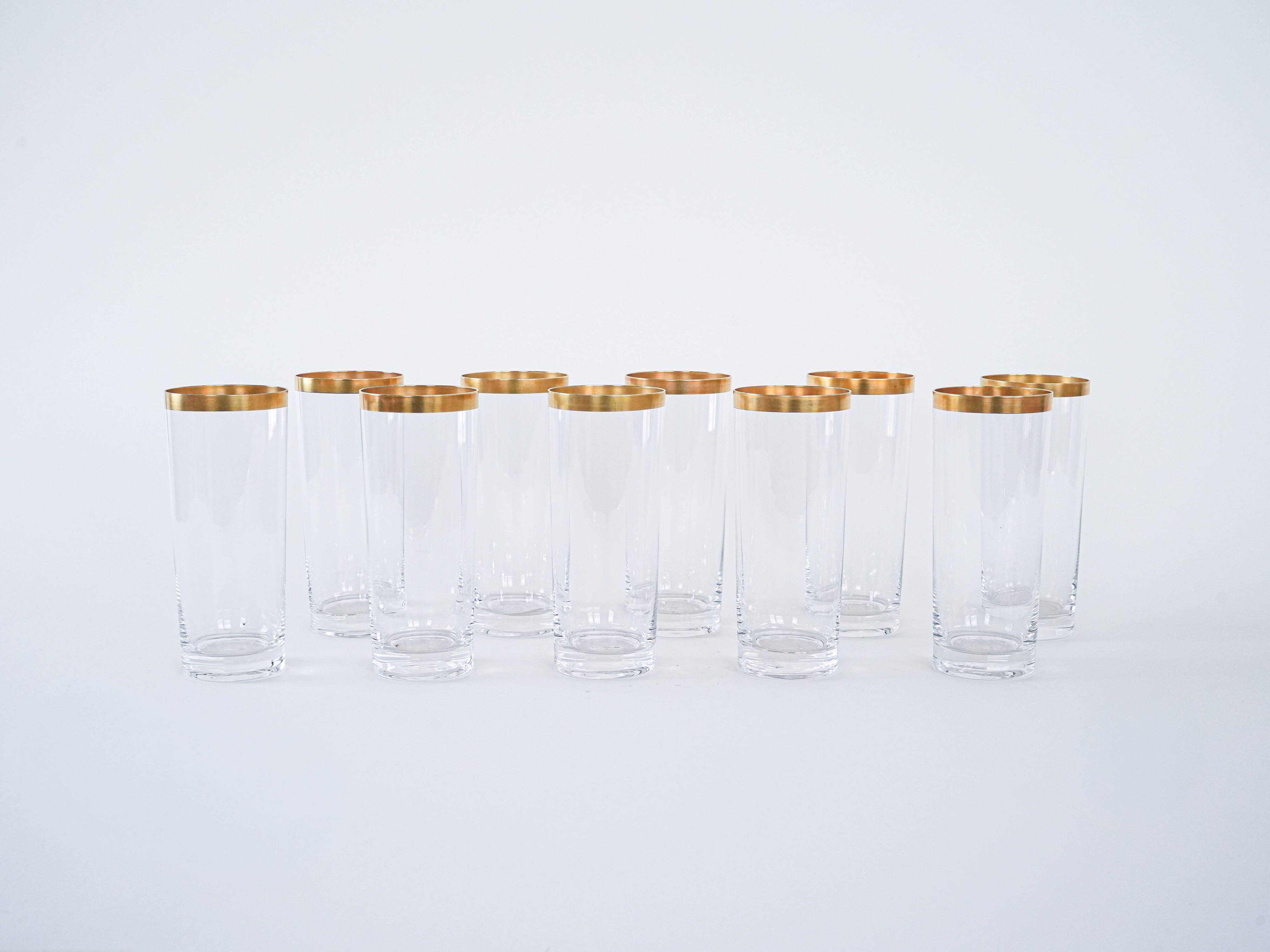Set of crystal glasses, Italian design, 1970s, made in Italy