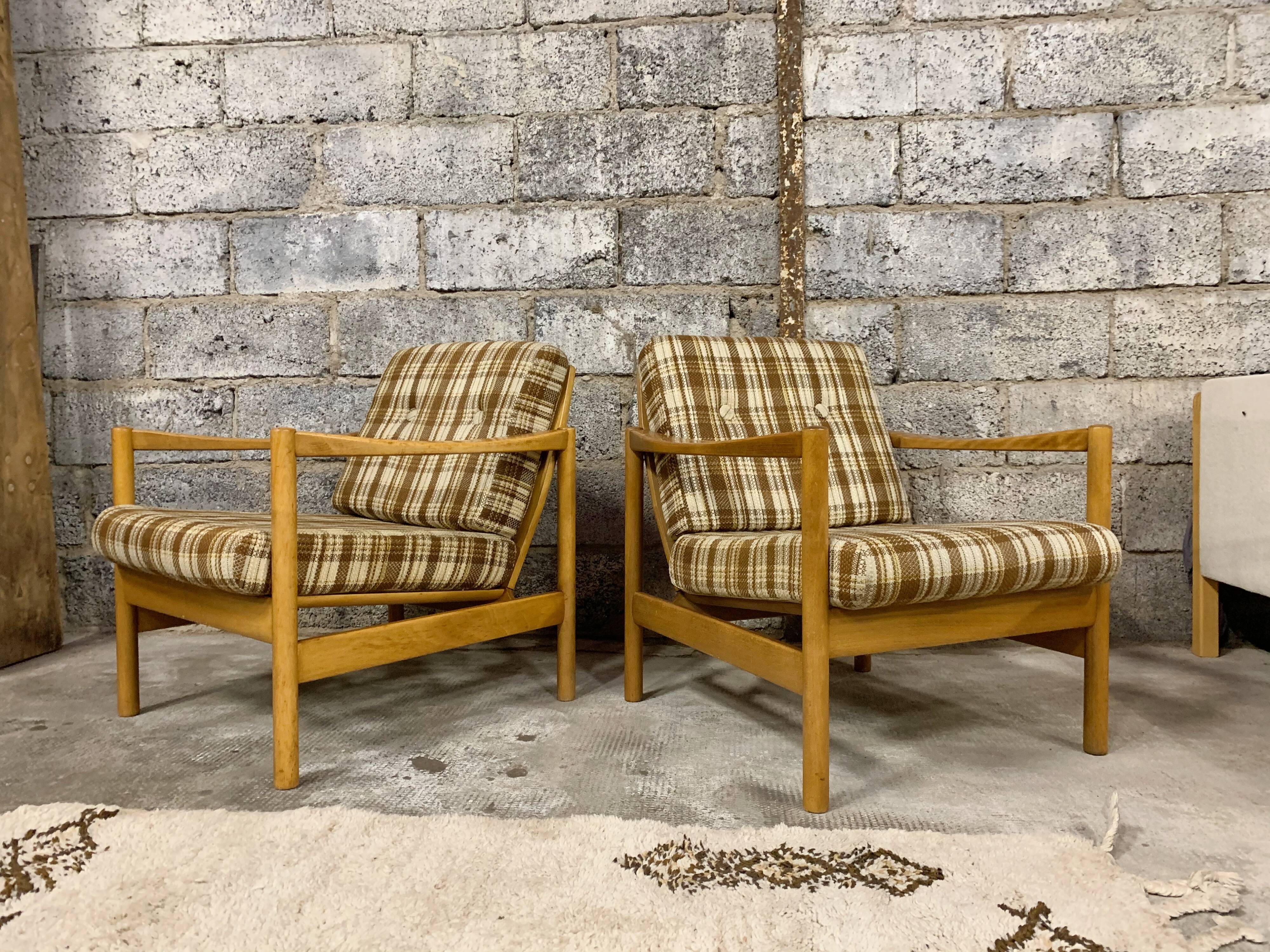 Pair of Scandinavian armchair fabric tiles