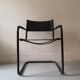 tubular armrest chair metal black matte & leather, Italy 1970
