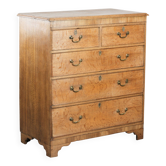 Large antique English blonde oak chest of drawers from the 18th century