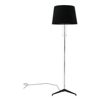 Chrome and black velvet Staff light floor lamp