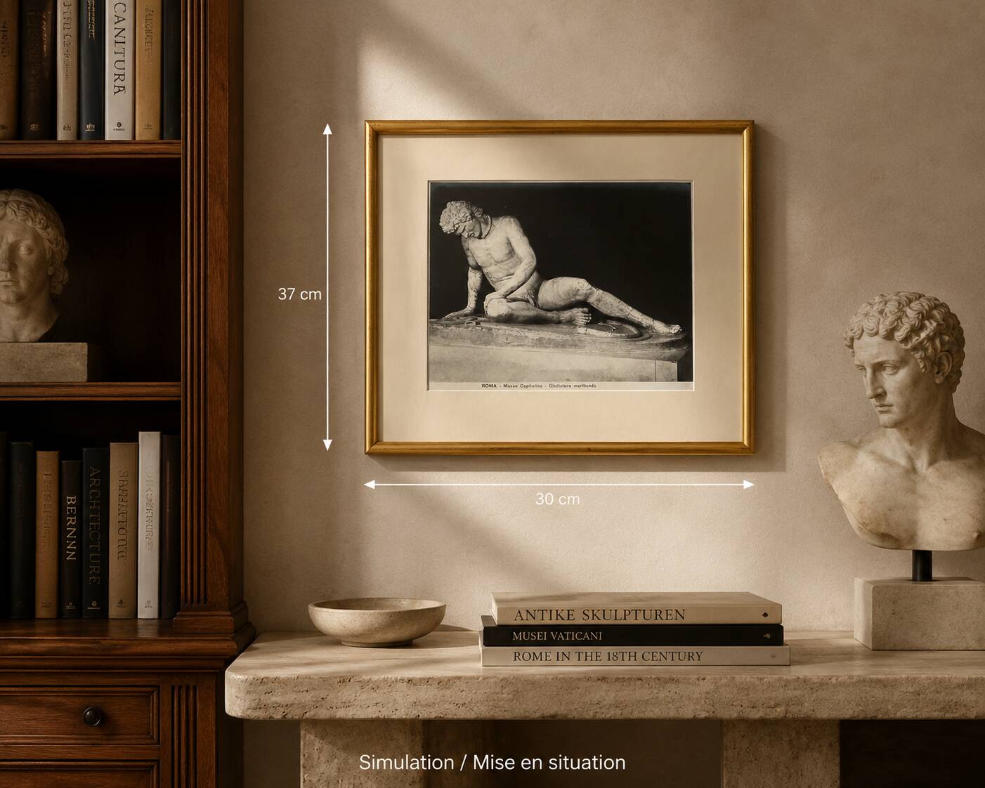 Photograph of an injured gladiator, Capitoline Museum, Rome, early 20th century, 37x30 cm.