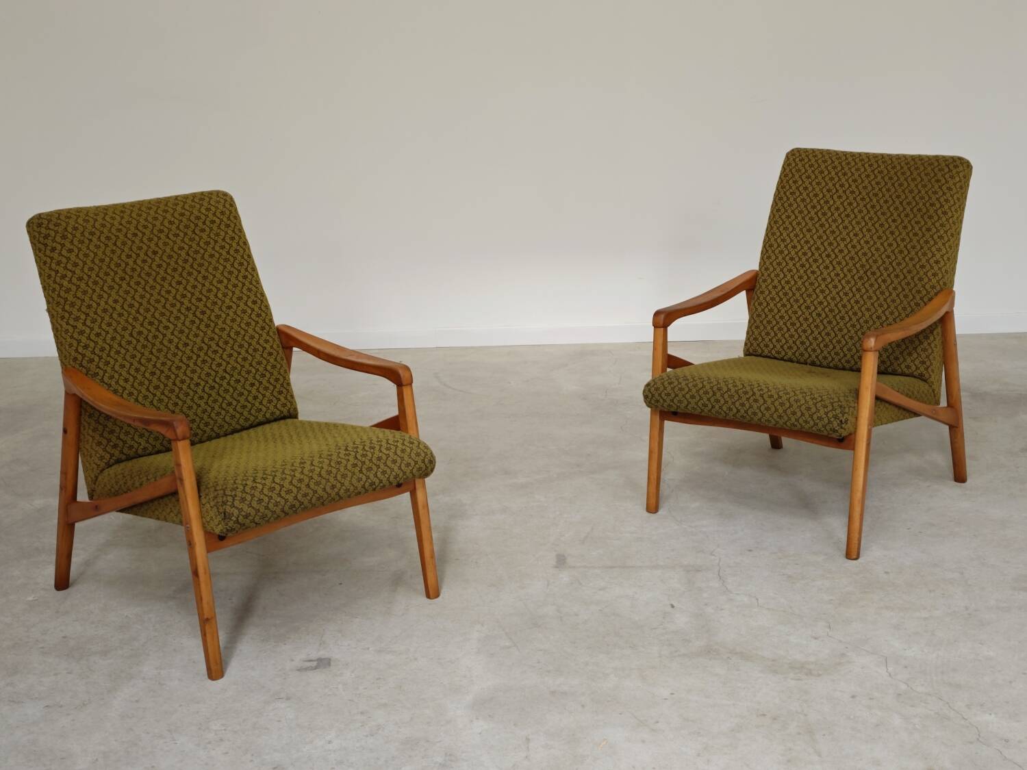 Pair of light green armchairs by Jiri Jiroutek for Interier Praha, 1960