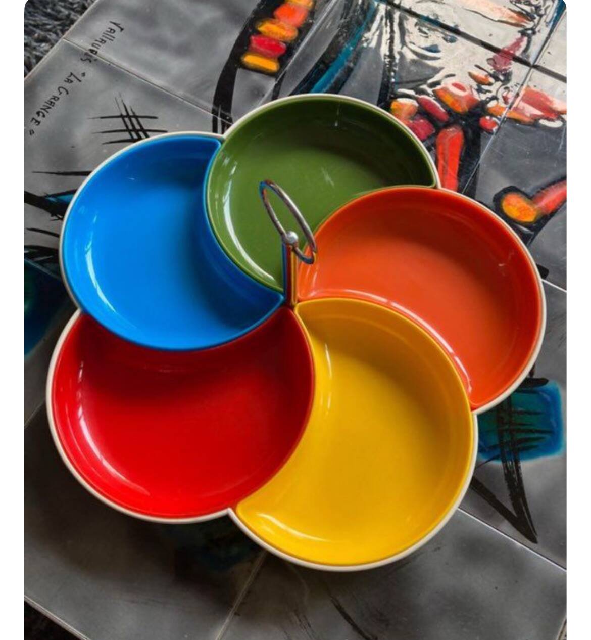 Vintage pop design aperitif platter Prisunic