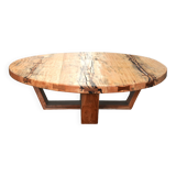 Monumental Artisan-Crafted Mixed Wood Round Coffee Table