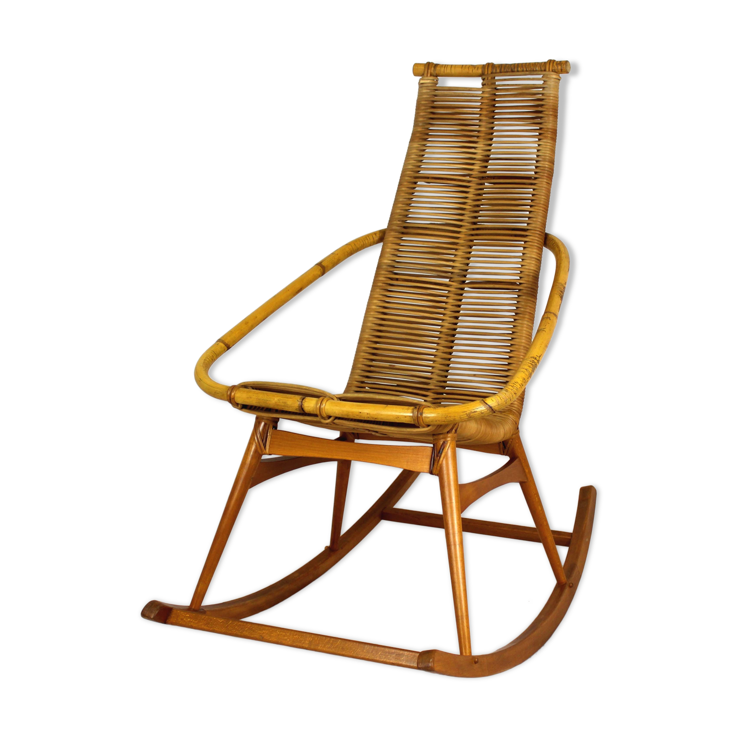Mid-century rattan rocking chair, 1960s