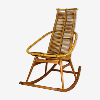 Mid-century rattan rocking chair, 1960s