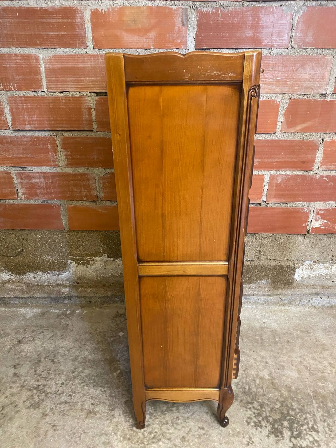 Antique louis xv style weekly chest wood 7 drawers & vintage metal handles