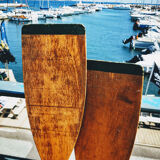 Pair of old wooden oars
