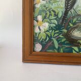 Acrylic drawing and varnished wooden frame