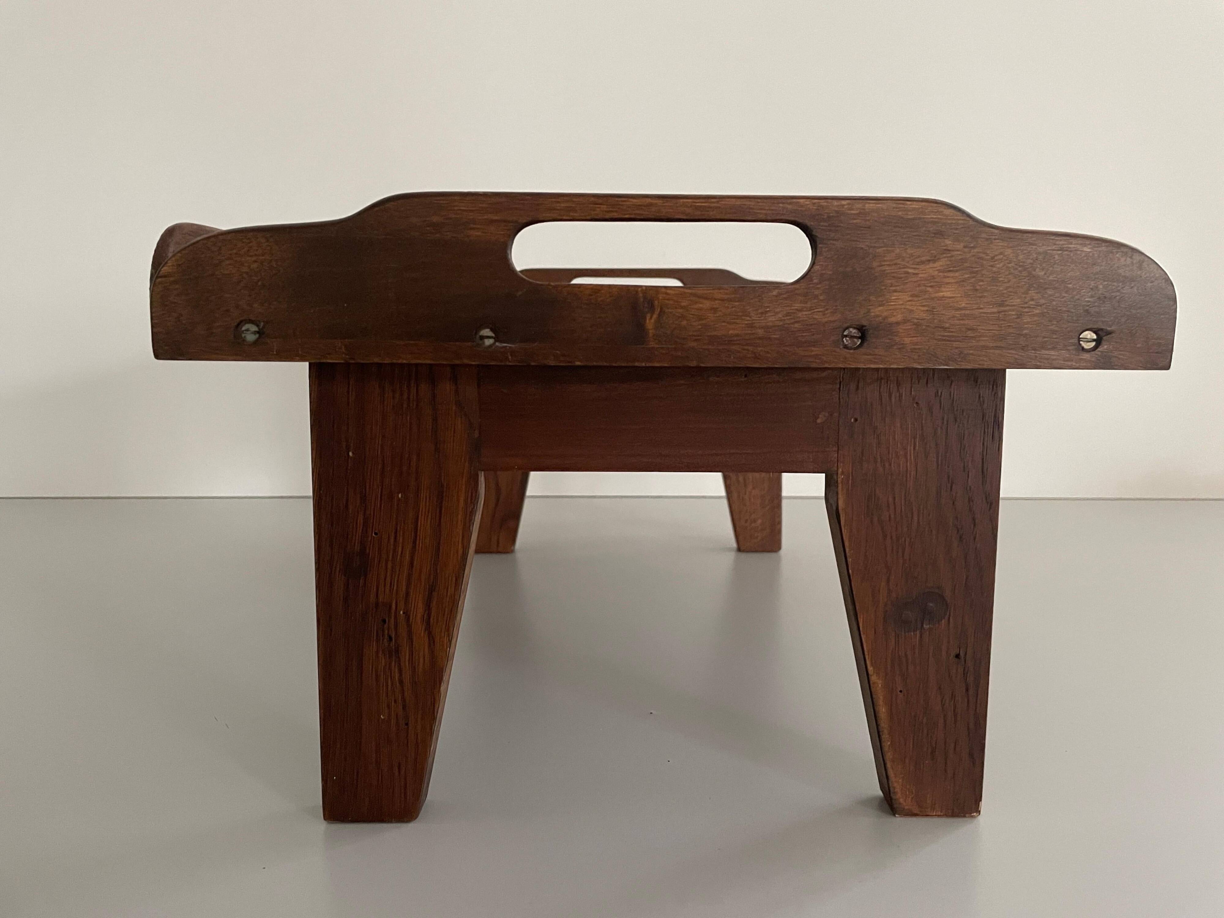 Wooden coffee table with a lovely square pattern, serving tray, 1960s, Germany.
