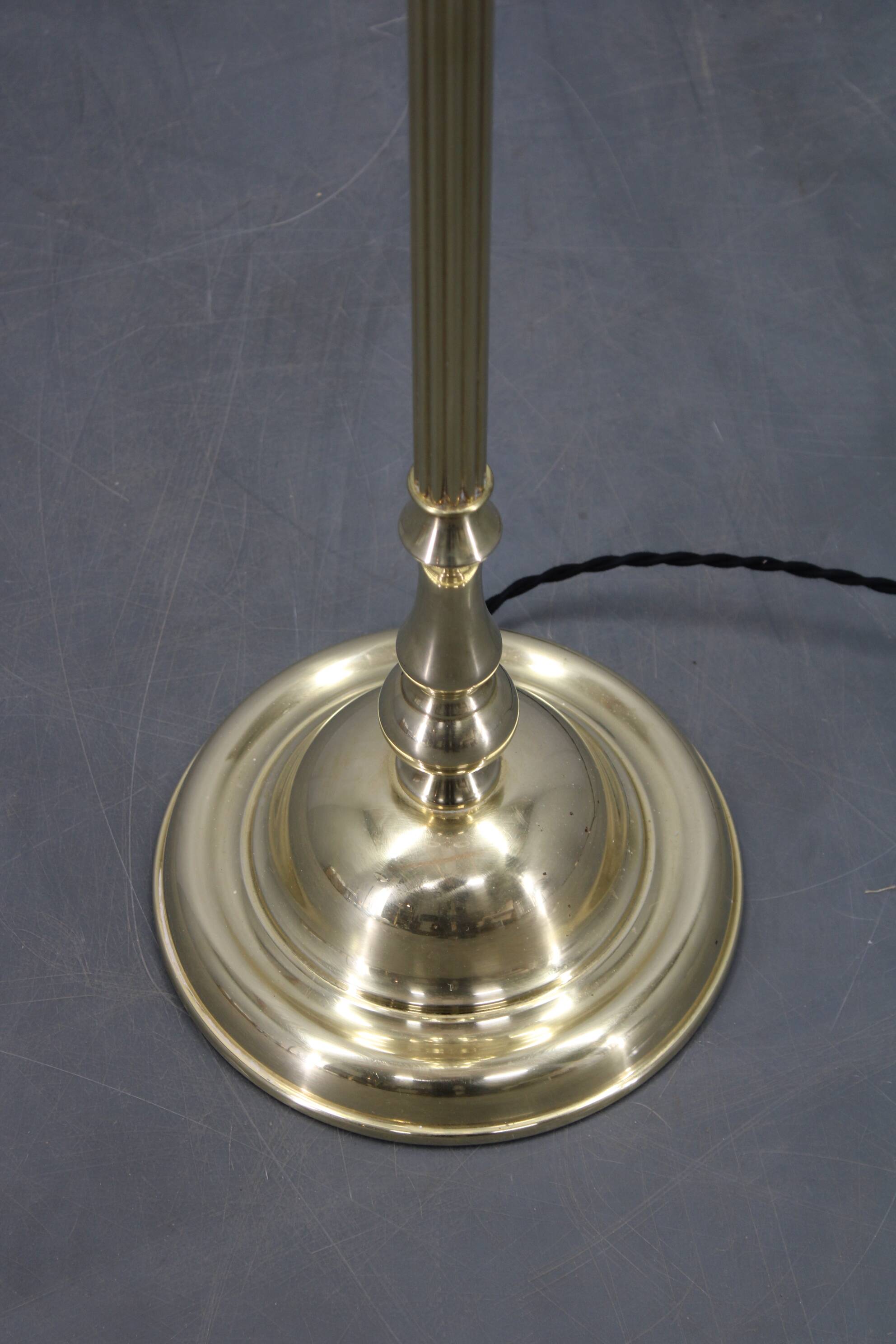 1970s Czechoslovak floor lamp in brass with milky glass shades