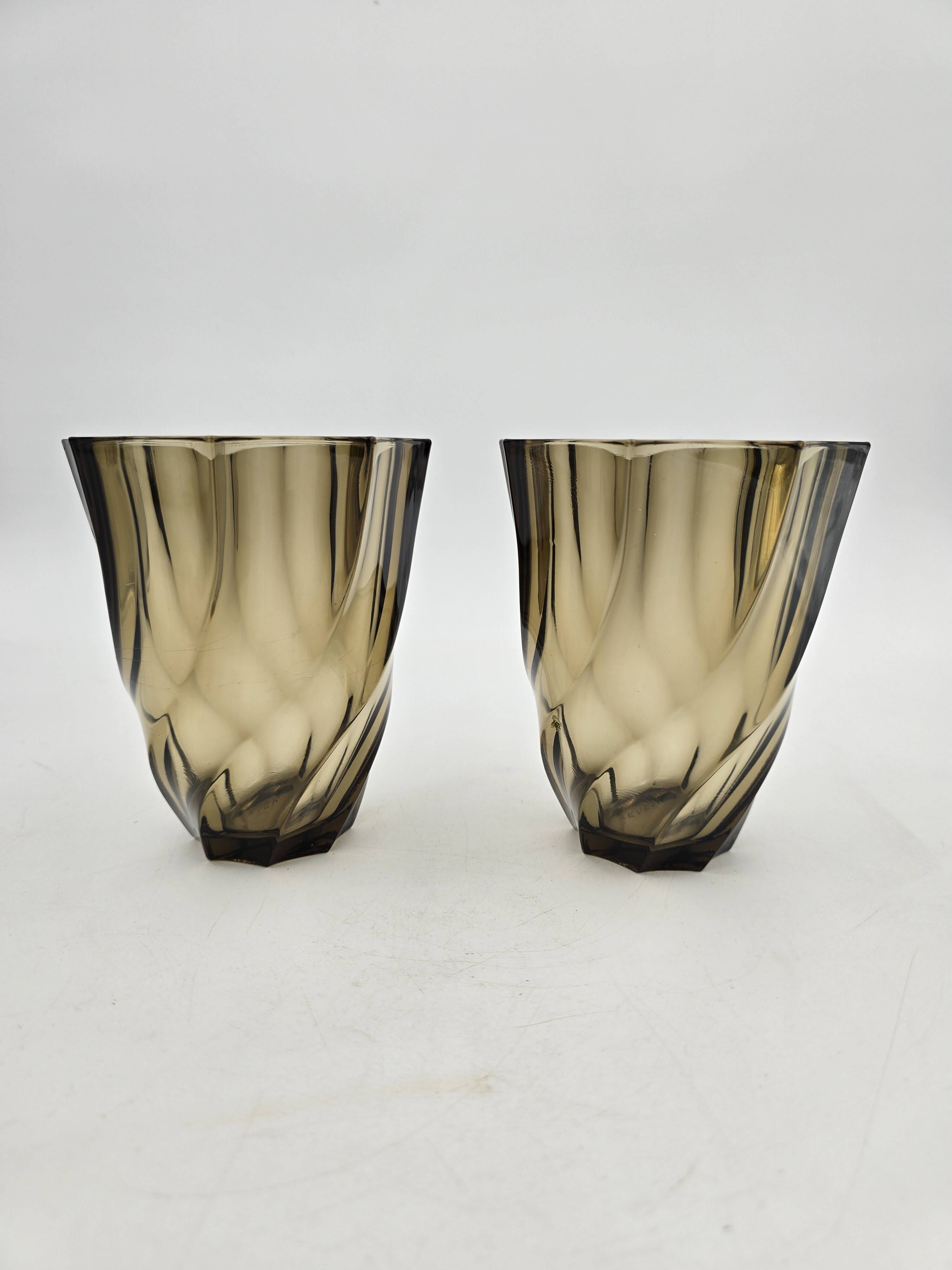 Pair of 50's smoked glass vases