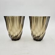 Paire de vases en verre fumé 50's