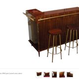 Bar from the 1960s in rosewood with 2 stools.