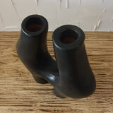 Organic shape vase in black tadelakt