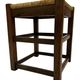 Vintage wooden stool straw seat 60s minimalist design
