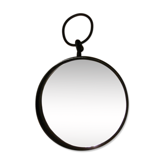 Rough-round mirror made of forged steel 45cm