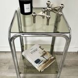 Old vintage smoked glass side table / end table