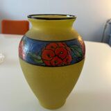 Art Deco vase from the 1930s in enamelled glass by Leune glassworks