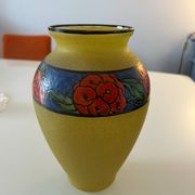 Art Deco vase from the 1930s in enamelled glass by Leune glassworks