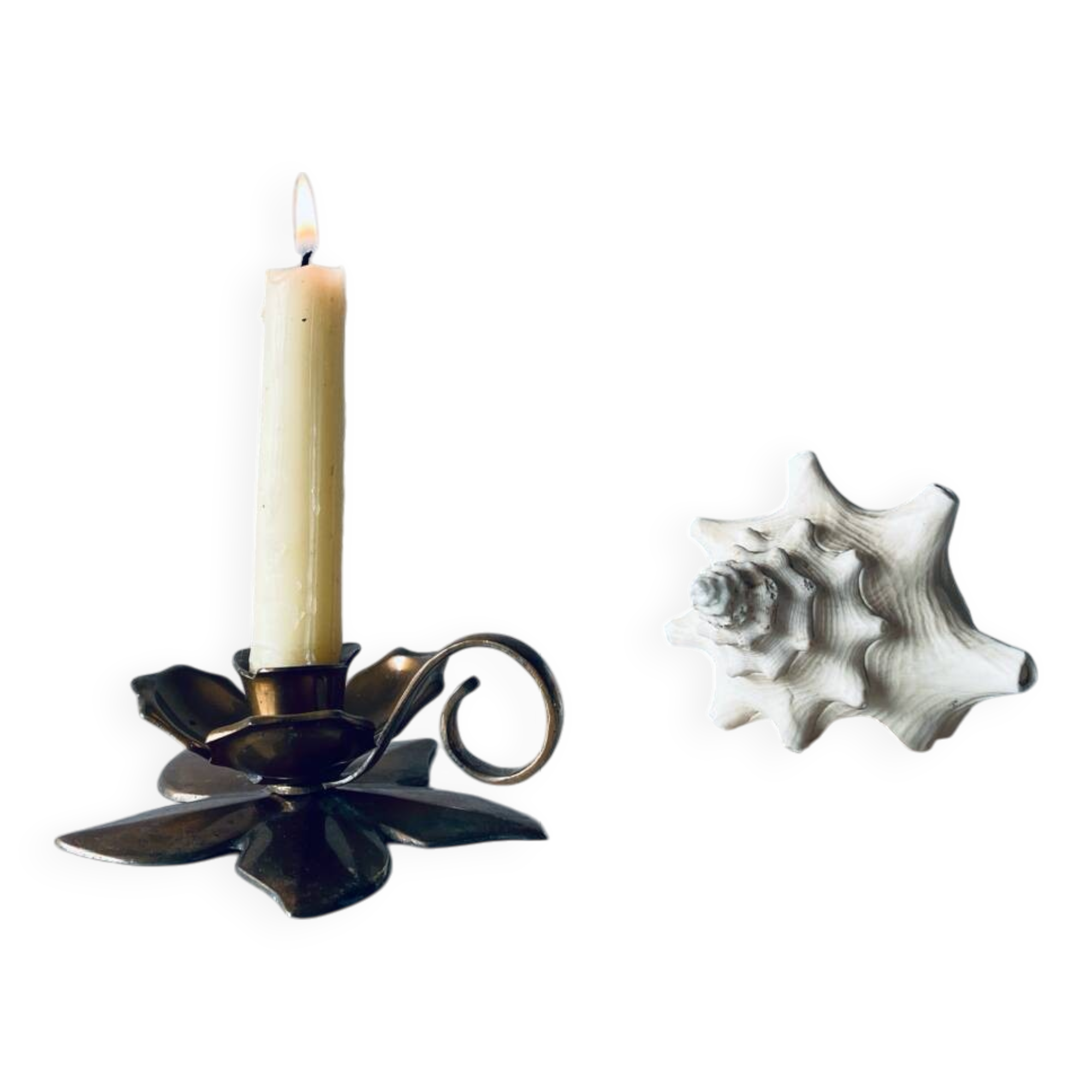 Brass flower candle holder