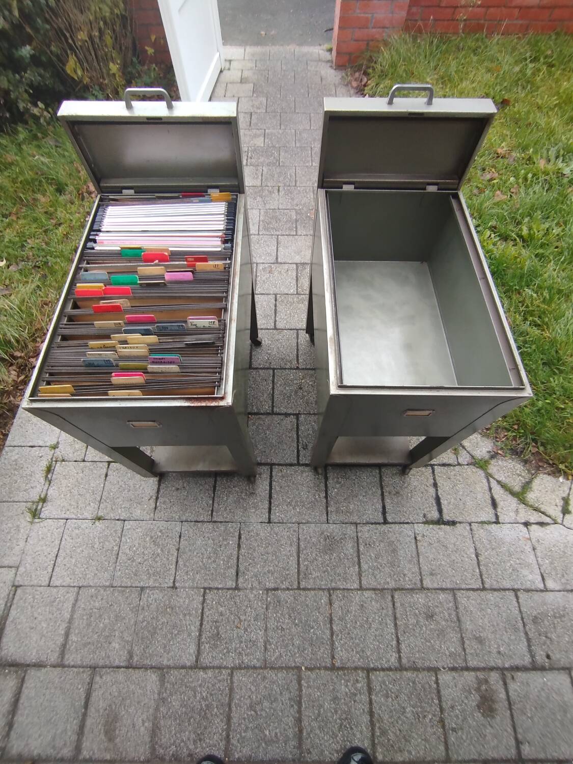 Pair of vintage rolling lockers