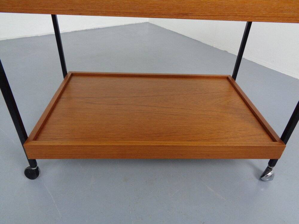Minimalist Rollable Teak Serving Cart, 1960s