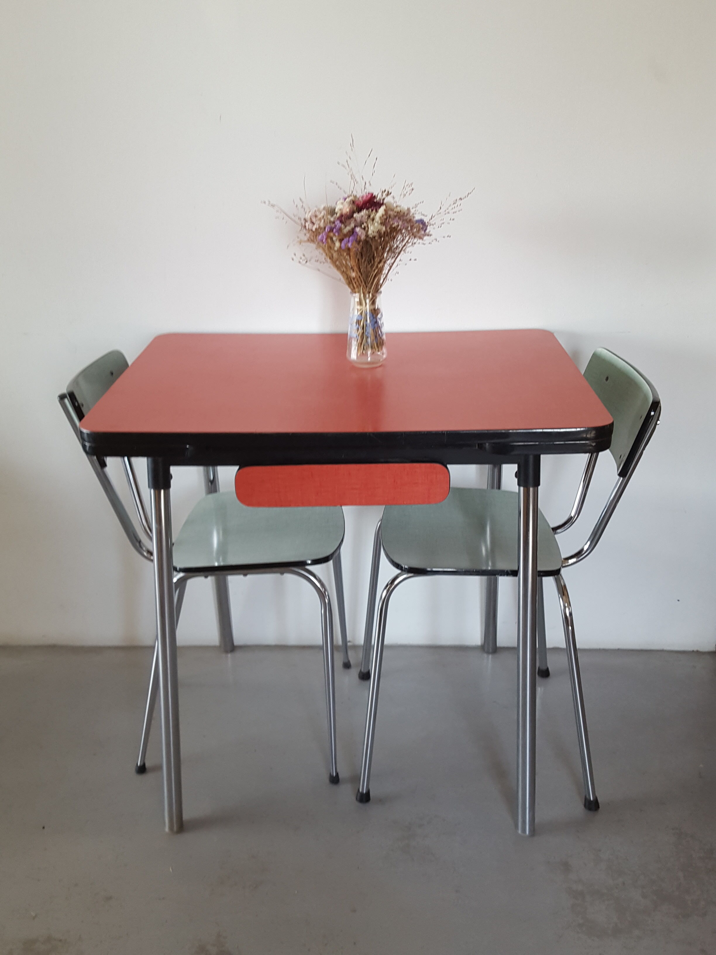 Red formica table