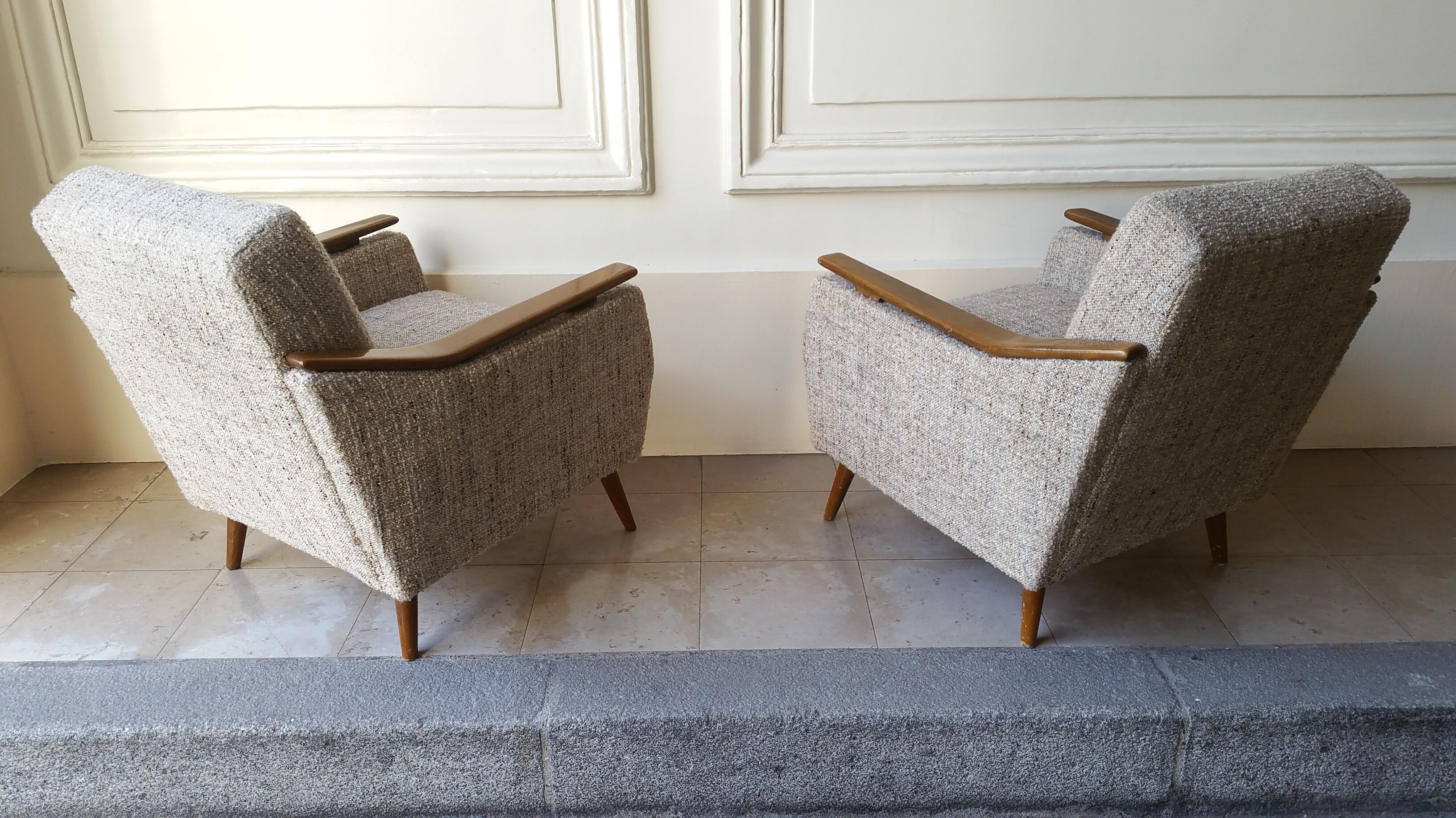 1/2 fauteuils club cubique années 50 60 vintage Originaux parfait etat