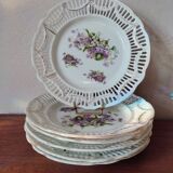 6 assiettes ajourées en porcelaine