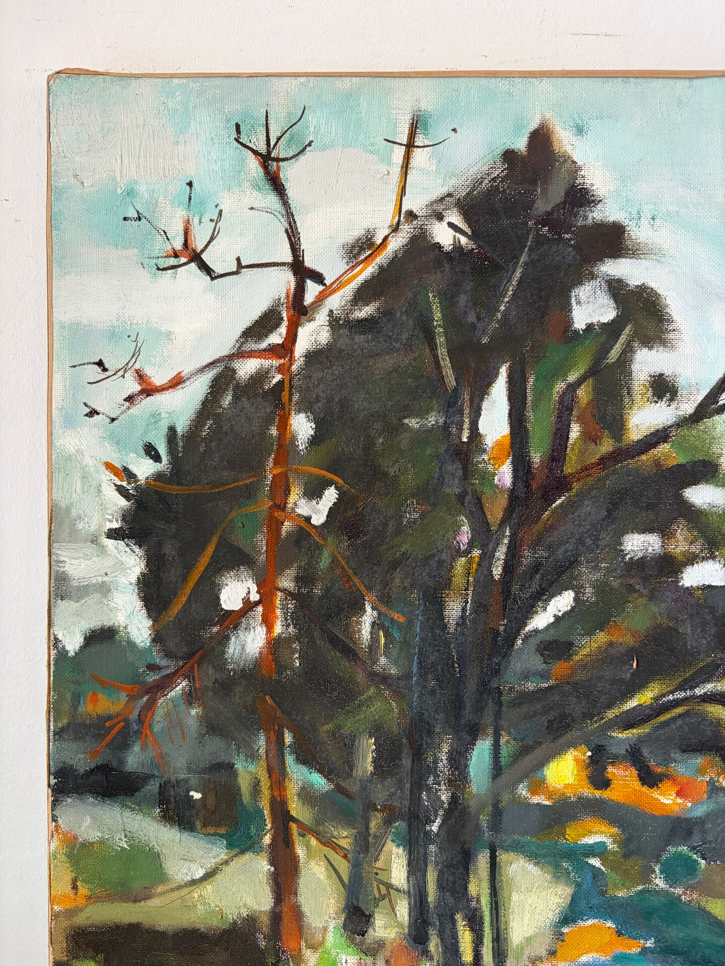 Path under the pines, oil painting on canvas
