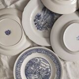 Set of 6 retro blue dinner plates