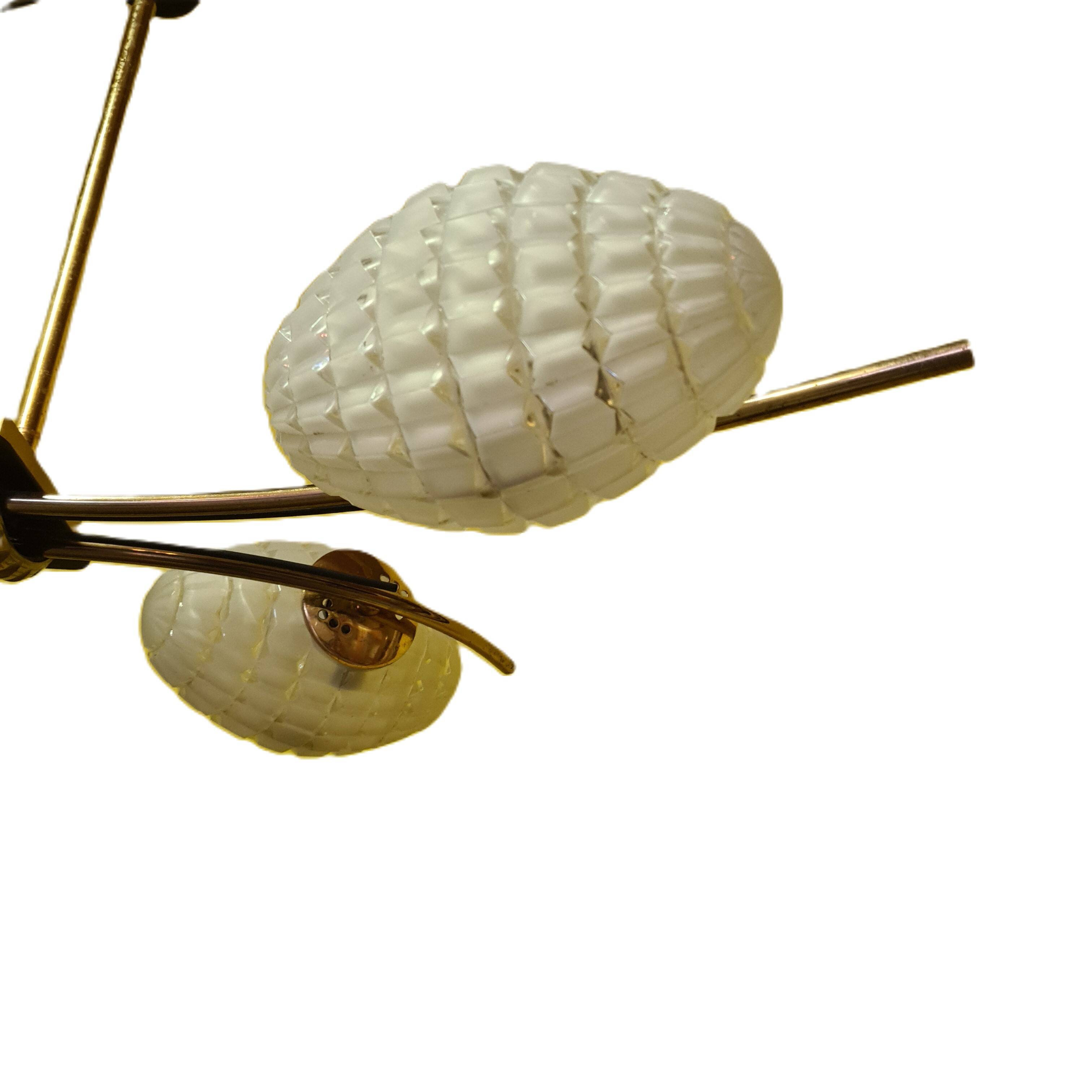 French Design Hanging Lamp With Glass, 1960s