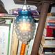 vintage blue glass grape pendant light * frosted ombre glass * mid-century