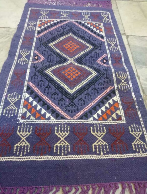 Kilim violet berbère fait à la main 56x95cm