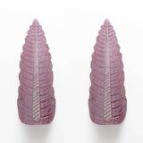 Pair of Mid-Century Modern Murano Glass Amethyst Pink Big Leafs Sconces