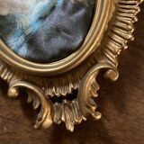 Italian baroque frame with portrait painted on silk.
