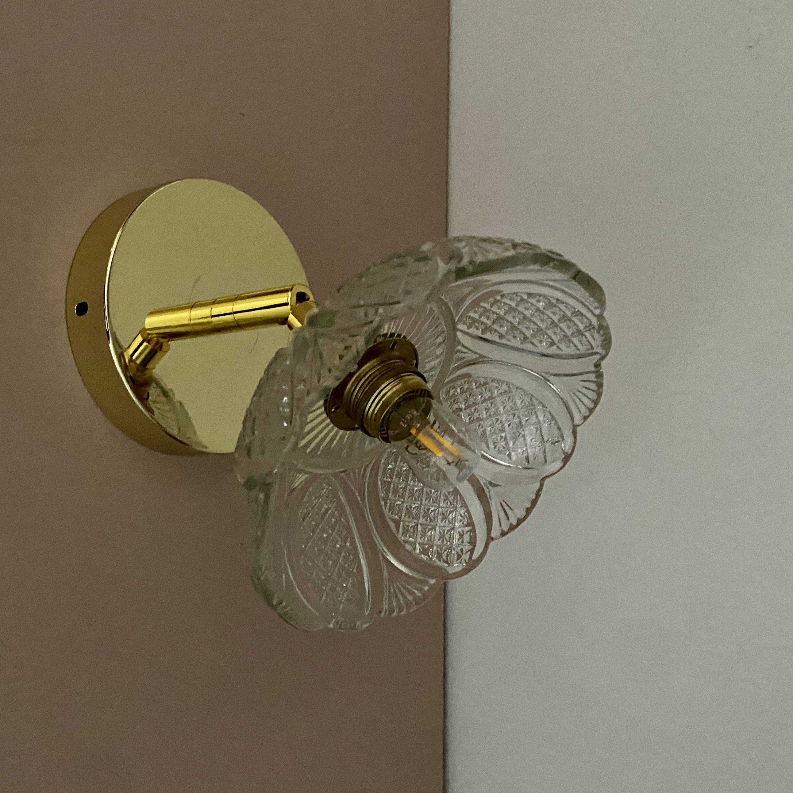 Vintage molded glass lampshade wall light