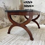 Empire style marble and mahogany coffee table