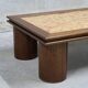 Table basse bois & loupe d'orme vintage 70/80
