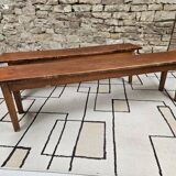 Lot deux bancs de ferme sapin vintage