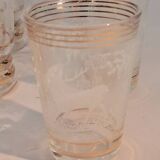 Service of 14 gold-plated and engraved glasses with a deer in the woods design from 1950