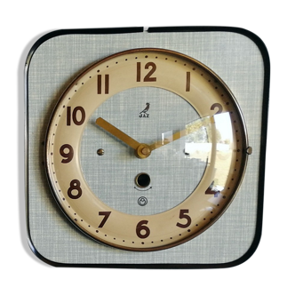 Vintage formica clock square silent wall clock "Jaz Blue"
