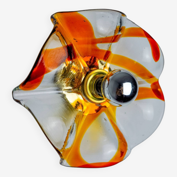 Applique Fleur par la Murina, verre de murano orange, Italie, 1970