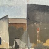 Huile sur toile vintage signée moderniste Gustav Adolf Johansson années 1960