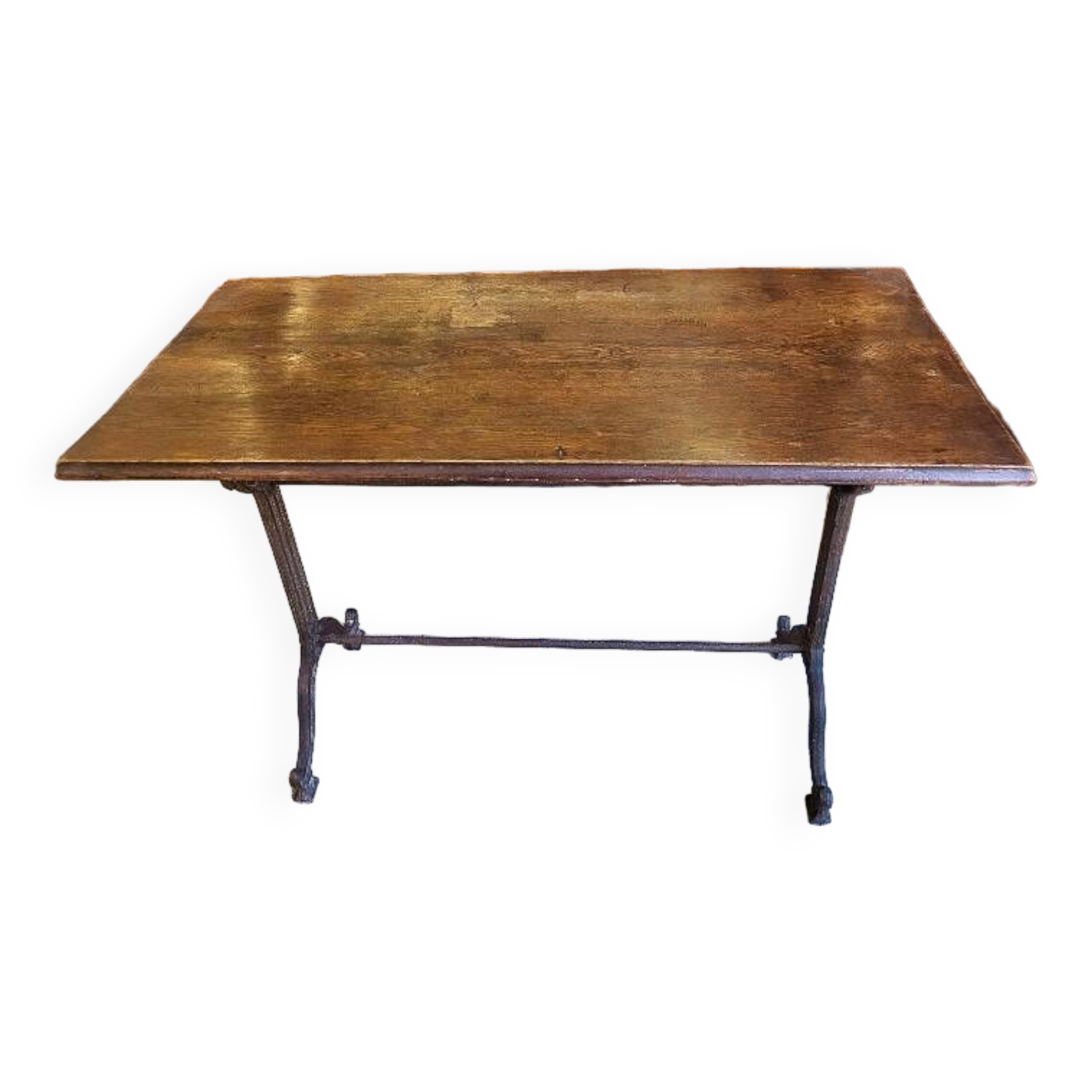 old bistrot table wooden top cast iron leg
