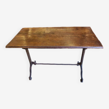 table de bistrot ancienne plateau bois pied fonte