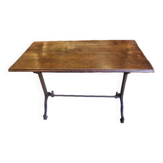 old bistrot table wooden top cast iron leg
